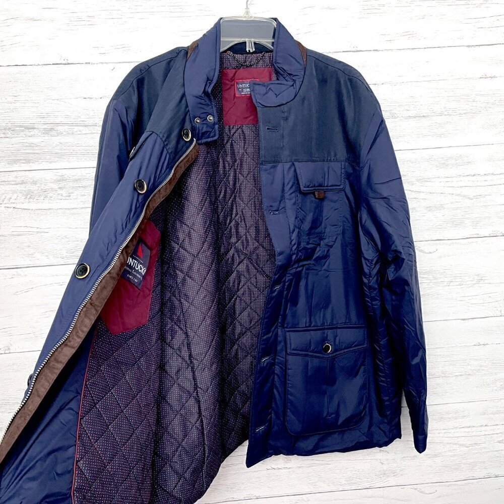 NEW UNTUCKit Men's Jacket Navy Blue Rodier Coat Lightweight Nylon size XL - Picture 3 of 11